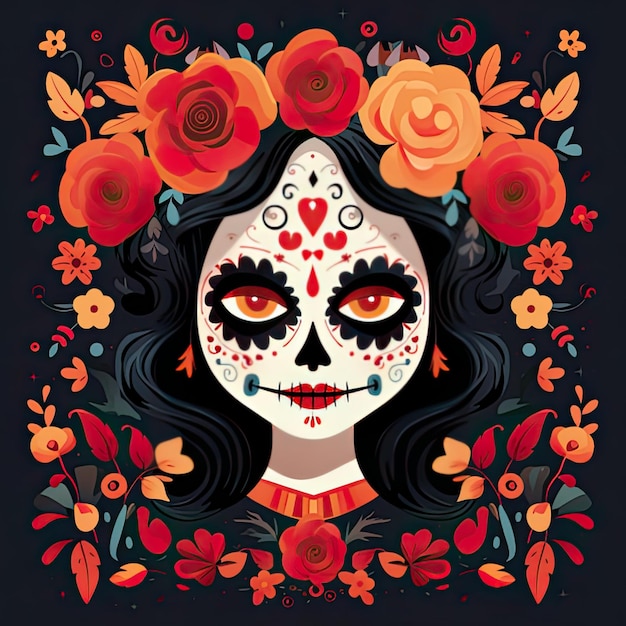 Иллюстрация dia de muertos мексиканский традиционный фестиваль