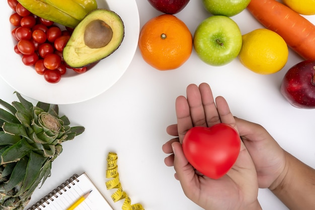 Diabetes monitor fresh fruit and vegetable Healthy diet