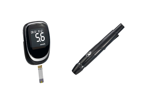 Diabetic testing kit Blood glucose monitor or glucometer with lancet device and testing strips