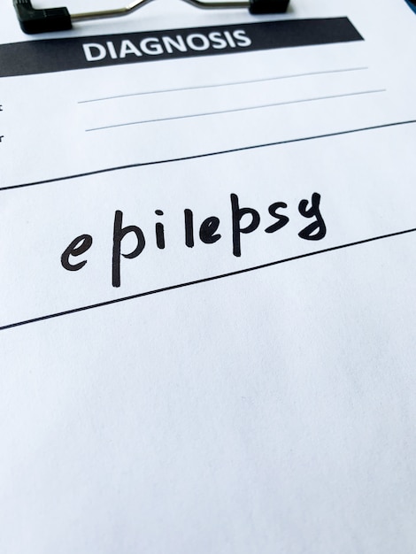 Diagnosis epilepsy in a medical form on the doctor desk,