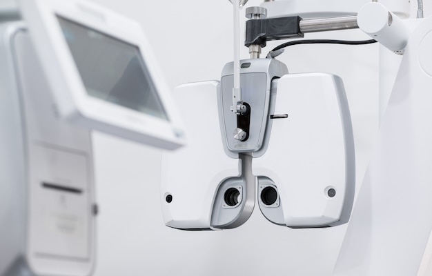 Diagnostic ophthalmologic equipment. modern medical equipment in eye hospital. medicine concept