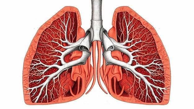 A diagram of the heart and lungs