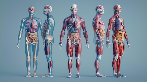 Diagram illustration of different body systems