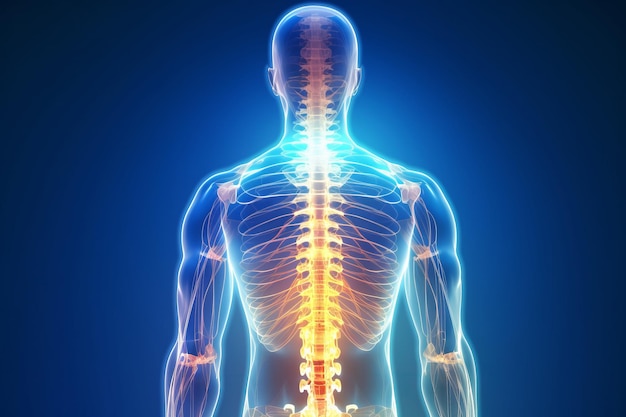 A diagram of a person's spine