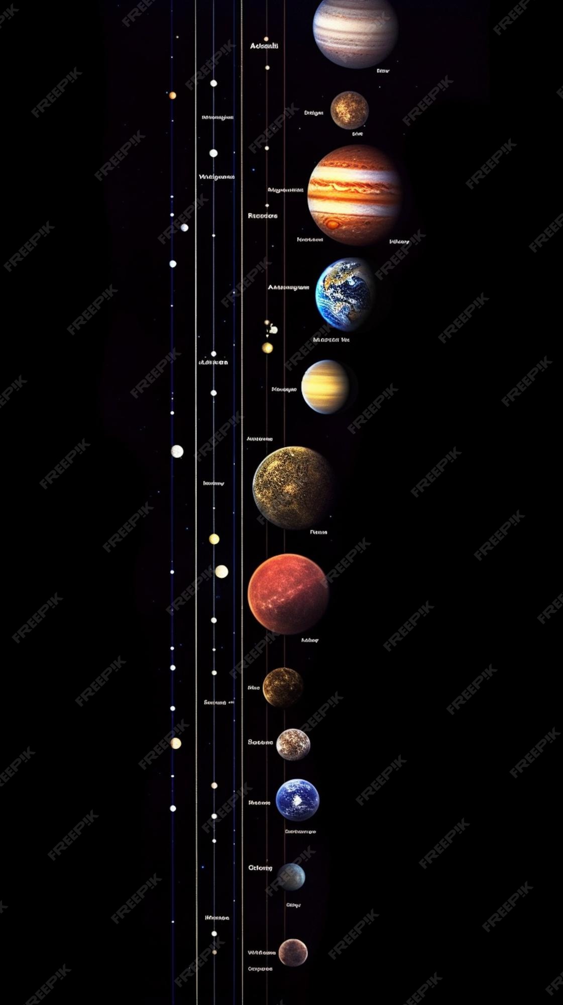Premium AI Image | a diagram of the planets and their moonss in the