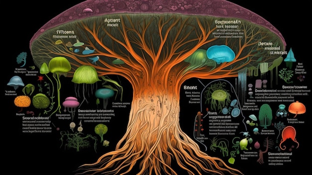 A diagram of a tree with the words'jellyfish'on it