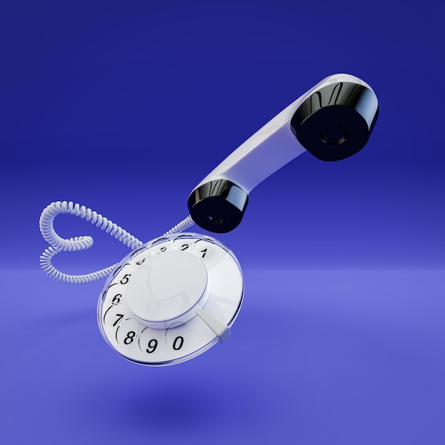 Foto dialer schijf en handset met kleur van het jaar 2022 achtergrond retro en vintage 3d render illustr