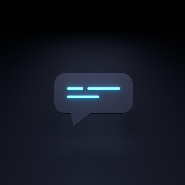 Dialog bubble neon icon Communication concept 3d render illustration