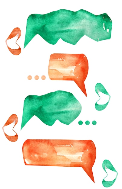 Dialogues say lips watercolor illustration