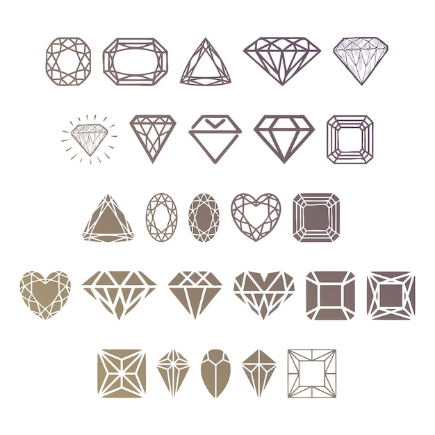 Foto diamant icoon set items gradiënt effect foto jpg vector set