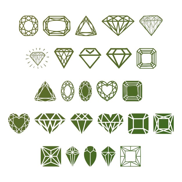 diamant icoon set items gradiënt effect foto jpg vector set