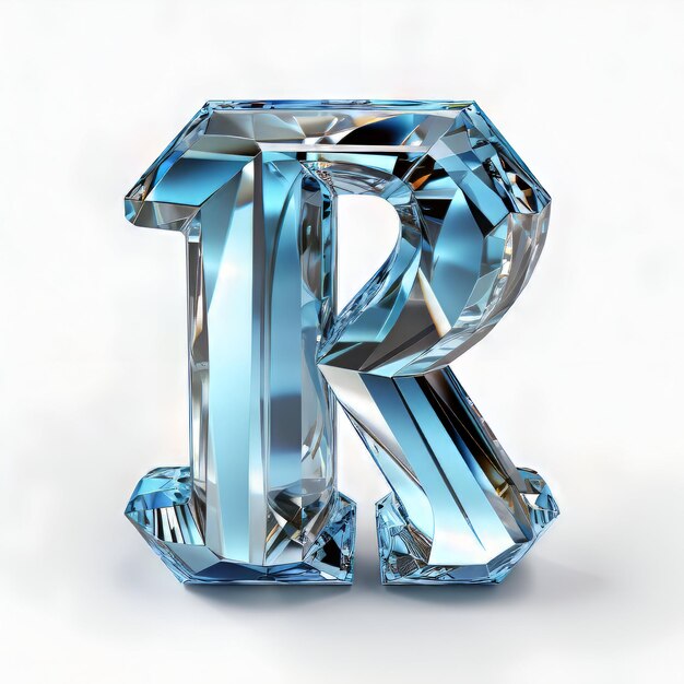 Foto diamant letter r op een witte achtergrond 3d render illustratie