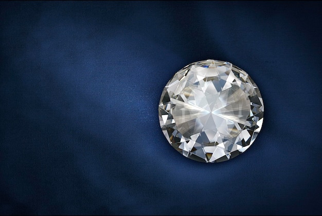 Diamant op blauwe stof achtergrond