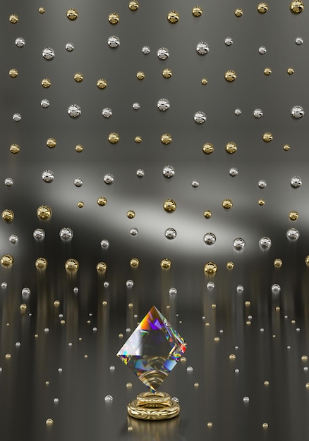 Diamant op een zwarte achtergrond, 3D Render.