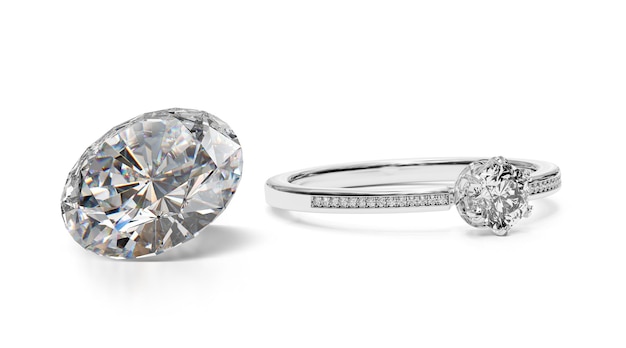 Diamanten luxe ring close updiamant stenen taxateur sieraden kwaliteitscontrole fabricage van edelstenen inspectie van kunstmatige diamanthuwelijkssymbool een geschenk aan uw geliefde vrouw voor een vakantie