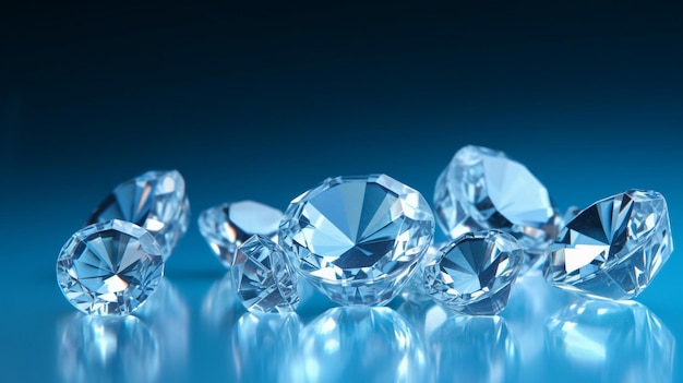 Diamanten op een blauwe achtergrond