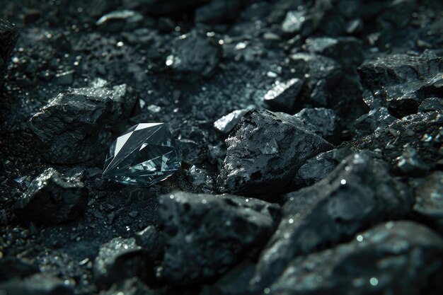 diamond on black coal background