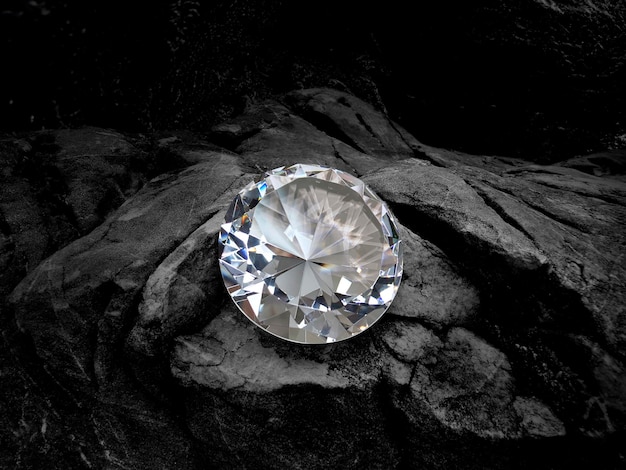 Diamond on black coal background