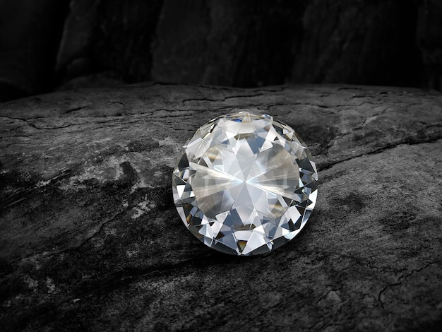 Diamond on black coal background