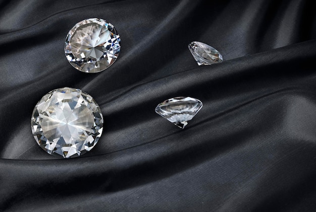 Diamond on black fabric background