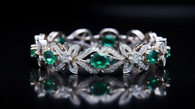 Diamond bracelet with green emerald