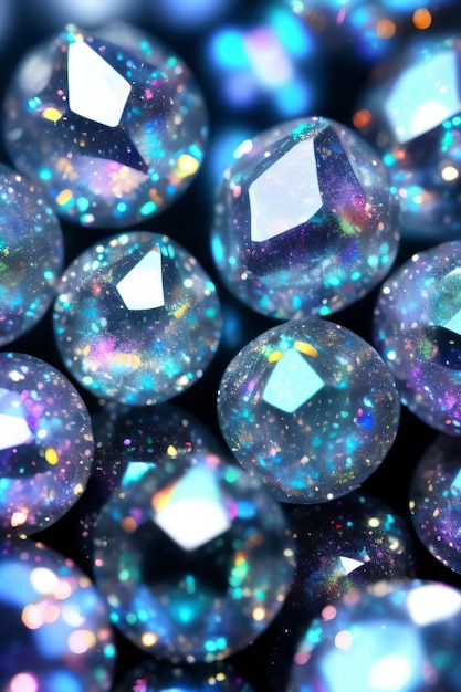 Diamond Closeup Background Macro shot of the white gems and pearls