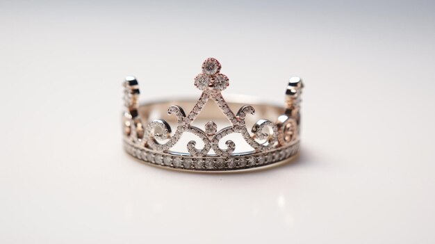 Photo a diamond crown ring on a white surface