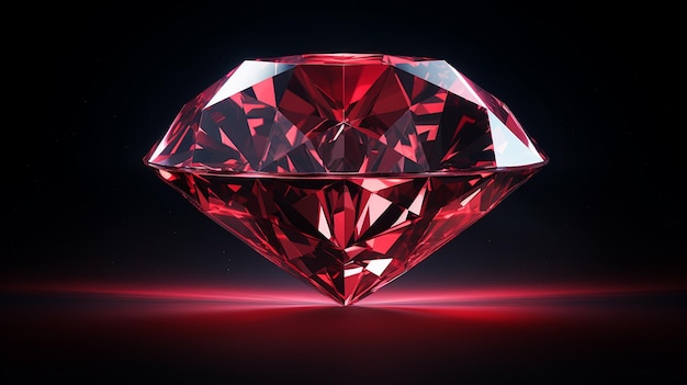 赤い背景のダイヤモンドの結晶