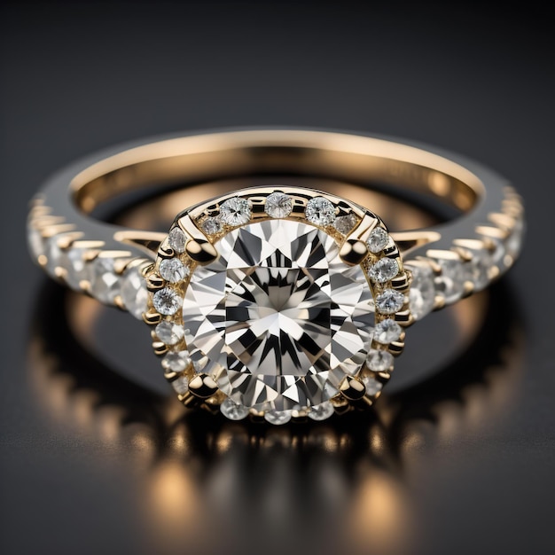 ダイヤモンドの婚約指輪のクローズ アップ