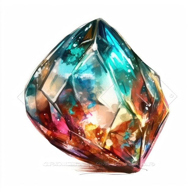 diamond gem watercolor