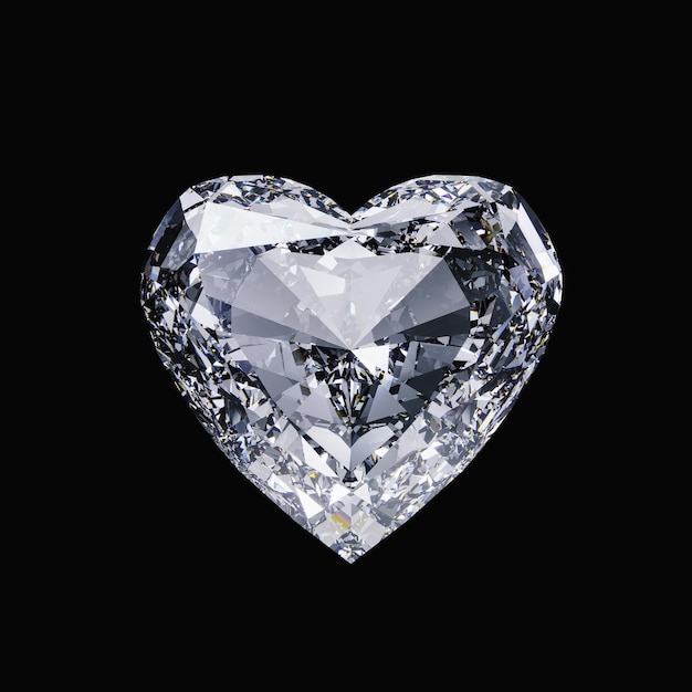 Diamond heart isolated on black