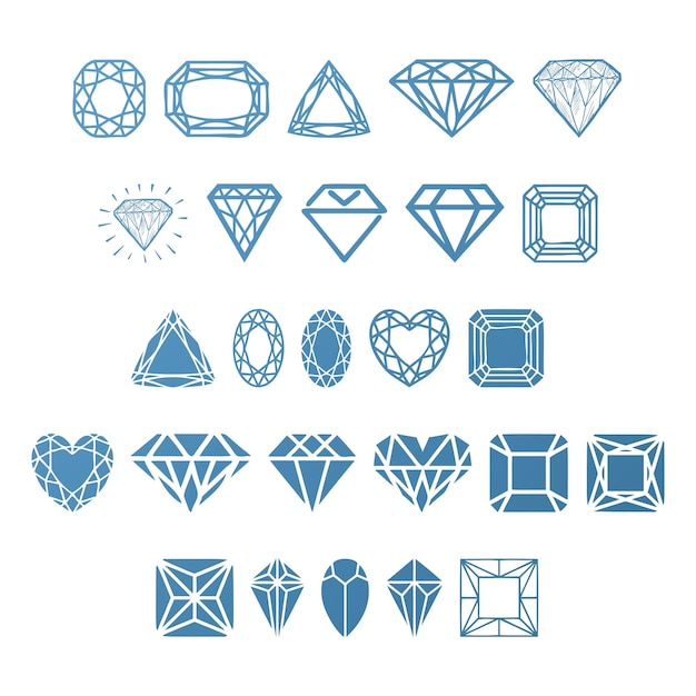 Photo diamond icon set items gradient effect photo jpg vector set