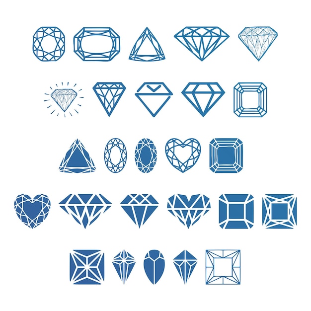 diamond icon set items gradient effect photo jpg vector set