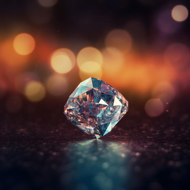 A diamond is shown with a blurry background in the background.