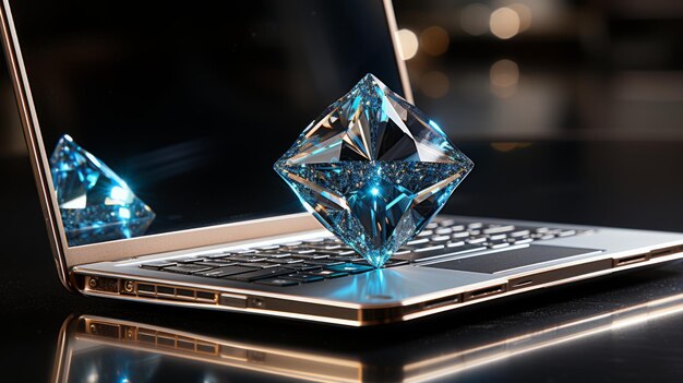 Photo diamond on laptop