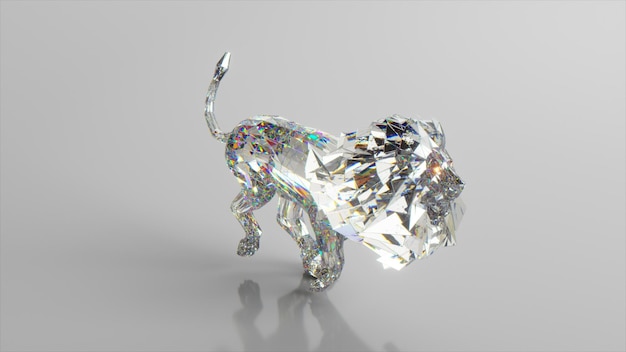 Diamond lion the concept of nature and animals low poly white color d illustration