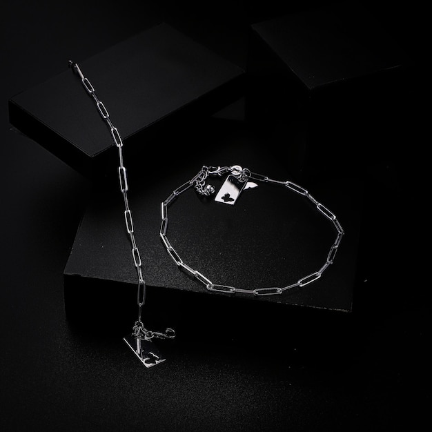 Diamond necklace on black background