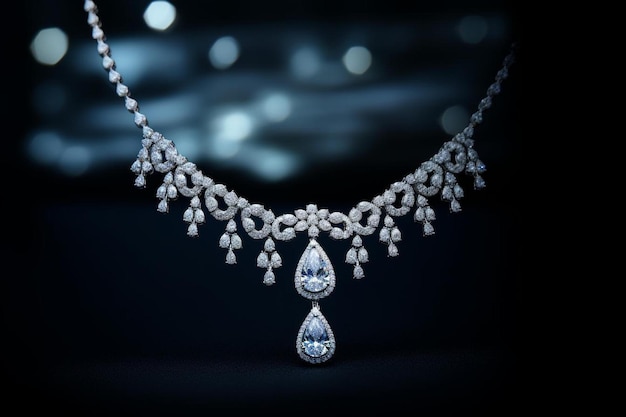 A diamond necklace with a diamond and diamonds.