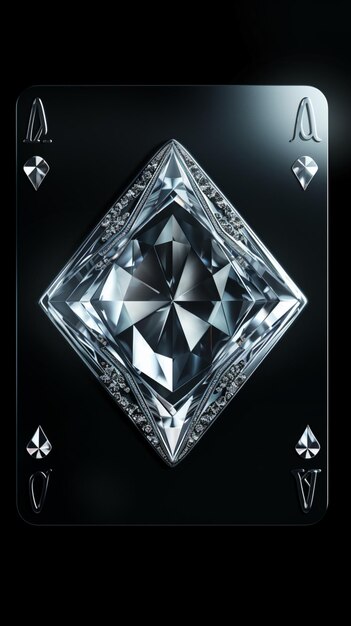 Diamond playing glowing black background virtual image Ai generated art