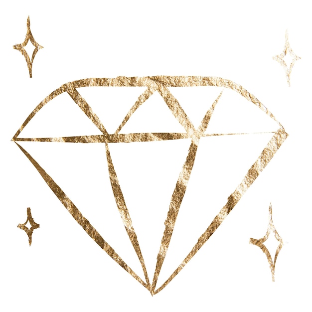 Diamond png sticker gold aesthetic illustration on transparent background