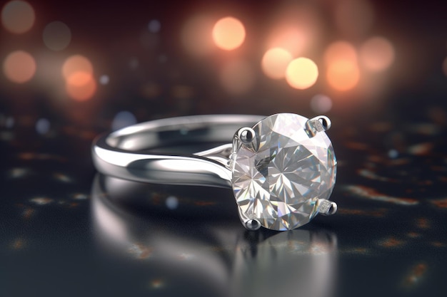 Diamond ring closeup light Generate Ai