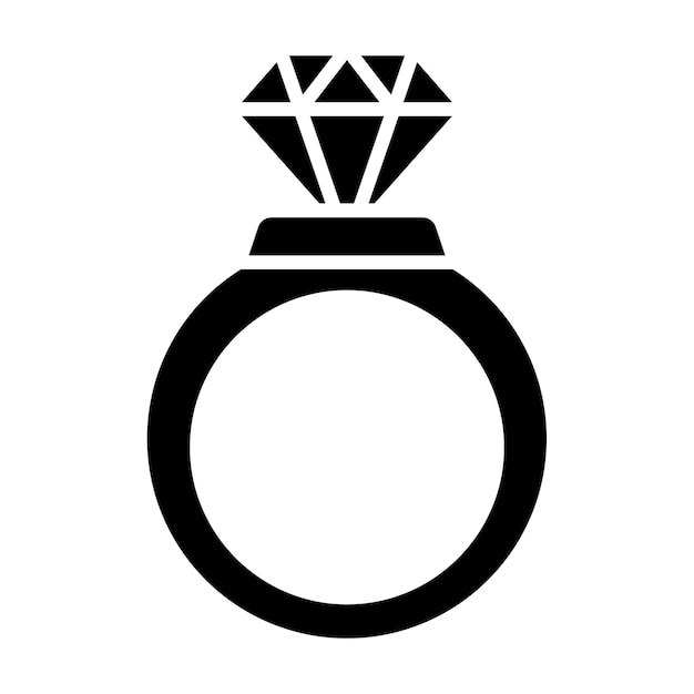 Photo diamond ring glyph solid black illustration