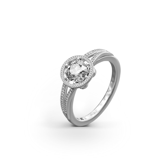 흰색 배경 3d 렌더링에 고립 된 다이아몬드 반지