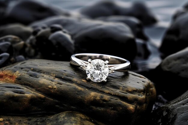 diamond ring on the rocks