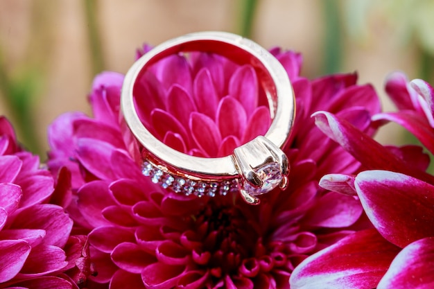 Diamond ring Valentines day love flower