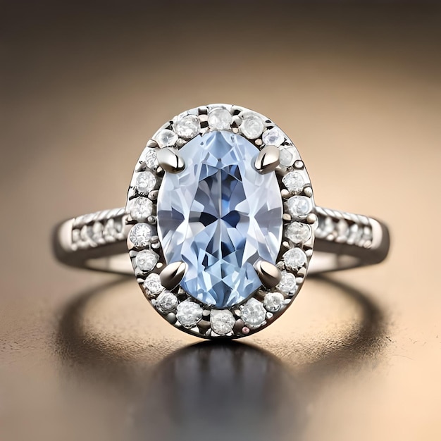 A diamond ring with a blue topaz