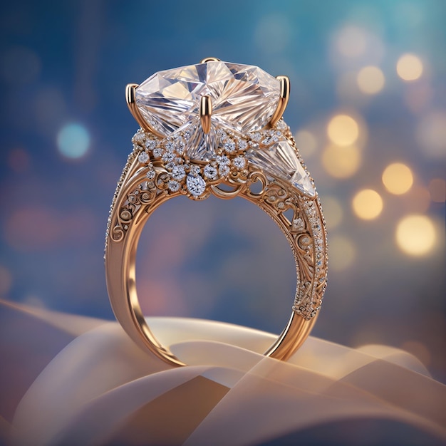 A diamond ring with a brilliant sparkle and intricate details