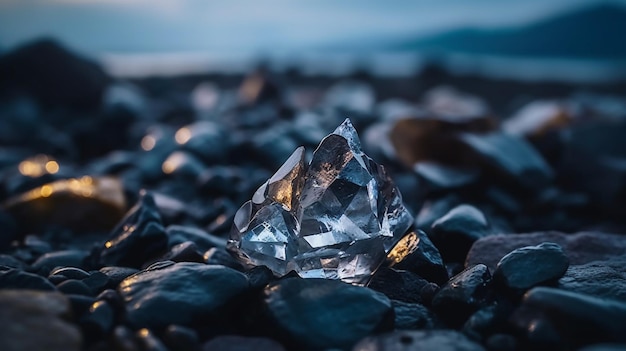 A diamond on a rocky beach