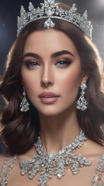 Алмазная серебряная корона мисс конкурса красоты