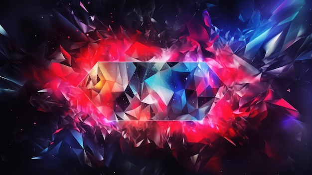 A diamond with a blue and red background